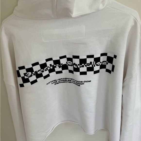 Brashy Studios Checkered Logo Cropped Hoodie Medium - Picture 5 of 6
